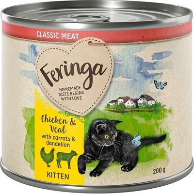 Feringa Kitten 12 x miešané balenie I (kuracie a teľacie & morčacie & králik) 200 g