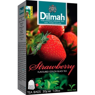 DILMAH Čierny čaj s vôňou jahôd 20 x 1,5 g