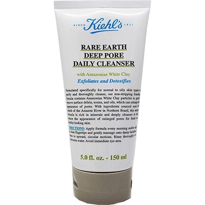 Kiehl's Rare Earth Deep Pore Daily Cleanser средство за ежедневно дълбоко почистване на порите на лицето, което детоксикира и ексфолира кожата унисекс 150 мл