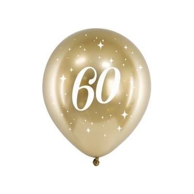 Balón 30cm zlatý s číslom 60 6v1