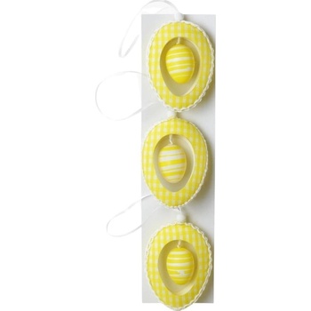 Veľkonočné vajíčko žlté na zavesenie 3 ks 9,5x7 cm