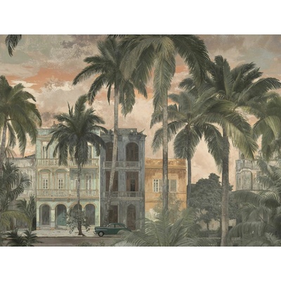 A.S.Création 761902 Vliesová fototapeta koloniální budovy a palmy Cuba, rozměry 3,71 x 2,80 m