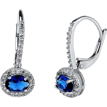 Olivie strieborné náušnice safír 0958