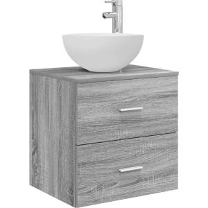 vidaXL Стенен мивка с шкаф Сив Сонома 49, 5 x 35 x 63 см (890259)