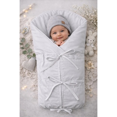 Baby Nellys Klasická retro zavinovačka Nature šněrovací s výplní Šedá
