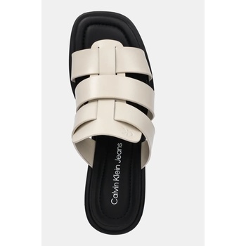 Calvin Klein Jeans Чехли Calvin Klein Jeans HEEL SQUARE MG LTH в бежово с дебел ток YW0YW01702 (YW0YW01702)