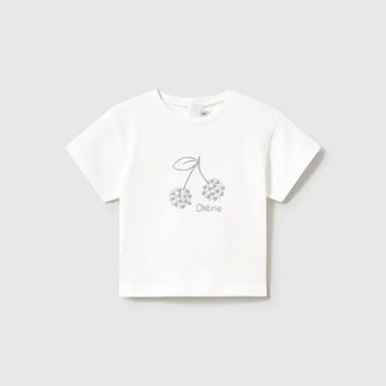 MAYORAL Тениска къс ръкав basic Бял Cherie със сребрист надпис за мини момиче Mayoral