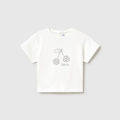 MAYORAL Тениска къс ръкав basic Бял Cherie със сребрист надпис за мини момиче Mayoral