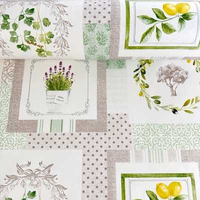 Obrusovina PVC hrubá - Patchwork zelená