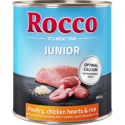 Rocco Junior drůbeží s kuřecími srdci a rýží 24 x 800 g