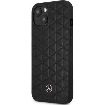 Mercedes-Benz Genuine Leather Quilted Hard Case - дизайнерски кожен кейс (естествена кожа) за iPhone 13 mini (черен)