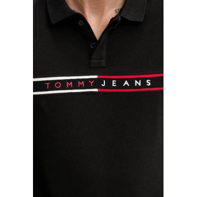 Tommy Jeans Памучна тениска с яка Tommy Jeans в черно с апликация DM0DM20916 (DM0DM20916)