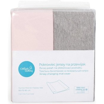 CEBA Poťah na podložku 2 ks Light Grey Melange+Pink 50 x 70-80