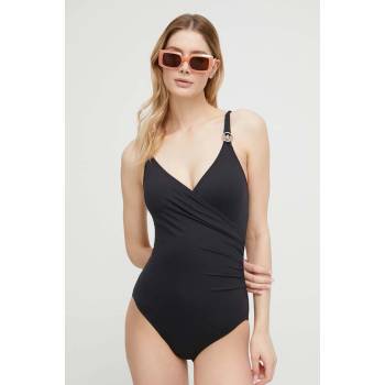 Michael Kors Цял бански MICHAEL Michael Kors LOGO TRIM SURPLICE ONE PIECE в черно с леко подплатени чашки MM7M759 (MM7M759)