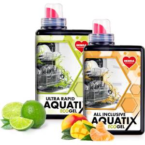 Dedra AQUATIX 1+1 комплект | гелове за съдомиялна машина | 115 измивания | ULTRA RAPID + ALL INCLUSIVE