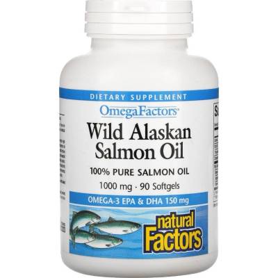 Natural Factors Wild Alaskan Salmon Oil, 90 софтгел капсули, Natural Factors (2256 NF)