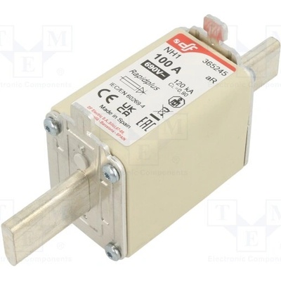 DF ELECTRIC 365245 Pojistka: tavná; 100A; 690VAC; 550VDC; aR; keramická; NH1