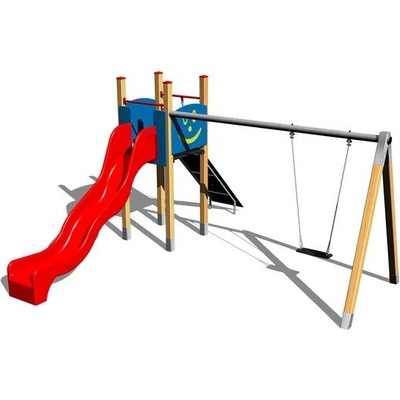 Playground System sestava se skluzavkou a houpačkou 4U108D15 – Zboží Dáma