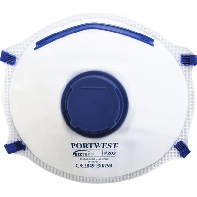 Portwest P203 Dolomit FFP2 Časticový respirátor s výdychovým ventilom 10 ks biela UNI