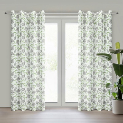 Takoy Záves DARI z etamínu zdobený potlačou kvetov 140 x 250 cm-HF-456575 | 140 x 250 cm
