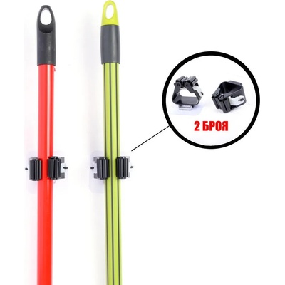 2 бр. ролкови самозалепващи закачалки за метли, мопове и бърсалки (1124467)