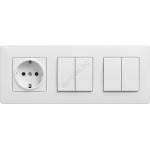 Legrand - 2x двоен ключ № 5 и гнездо domo SCHUKO с бяла рамка NILOE STEP 250V (LR0115H)