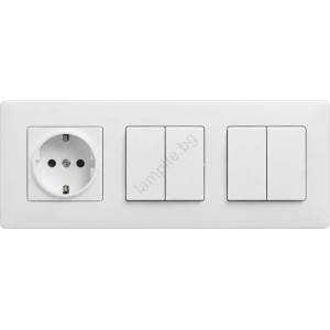 Legrand Legrand-2x двоен ключ № 5 и розетка domo SCHUKO 250V/16A с рамка NILOE STEP в бяло (LR0115H)