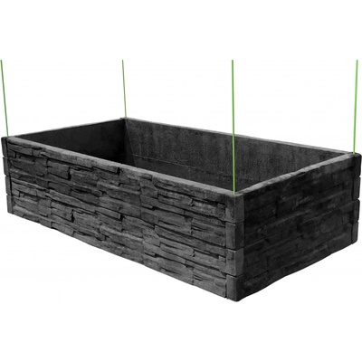 Barigadi Vyvýšený záhon betónový 200 x 100 cm výška 50 cm vzor štiepaný kameň antracit