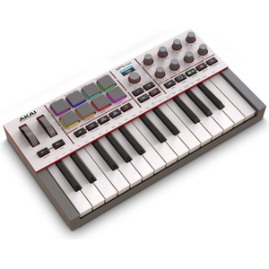 AKAI MPK Mini IV USB-C MIDI Keyboard Controller for Beginners and Producers - MPC Drum Pads, Pitch and Modulation Wheels, Music Production Software, Native Instruments Sound Pack, Gray - MPKMINI4W (MPKMINI