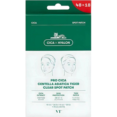 VT Cosmetics Pro CICA Tiger Clear Spot Patch Zklidňující náplasti na pupínky 66 ks