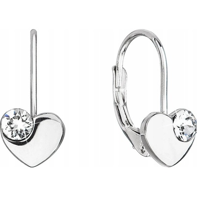 Evolution Group Strieborné srdiečkové náušnice s kryštálmi Swarovski 31299.1