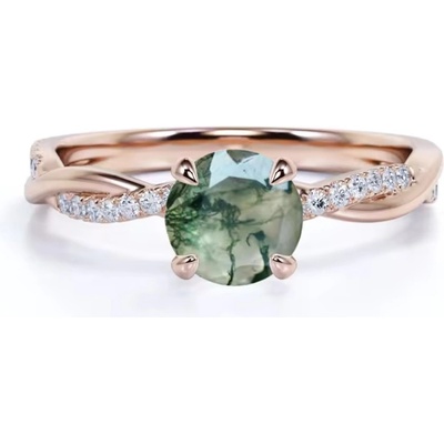 Majya Stříbrný prsten STABILITY rose s mechovým achátem 11106 5