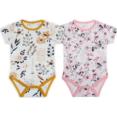 Baby Service Kojenecké body krátký rukáv potisk růžová