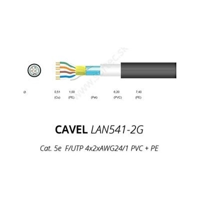 Cavel LAN 541-2G Cat.5, PVC+PE F/UTP (FTP), 200m, černý