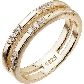 Evolution Group Dvojitý pozlátený prsteň so zirkónmi 15018.1 crystal