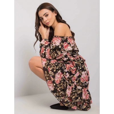 Mini šaty s potlačou ruží DHJ-SK-15015-2.73P black-pink