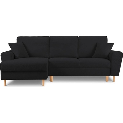 Cosmopolitan Design Черен разтегателен ъглов диван с място за съхранение от прежда с примки от букле (ляв ъгъл) Kyoto - Cosmopolitan Design (COS_LCF_67_F1_KYOTO3)