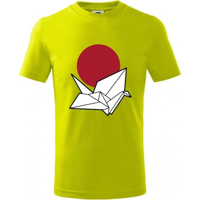 Japan culture origami tričko detské limetková