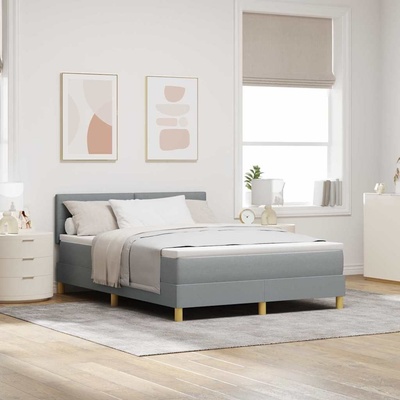 vidaXL BoxSpring Postel s Matrací Světle Šedá Textilie