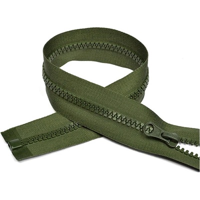 Zip kostkový 5 mm 85 cm dělitelný khaki