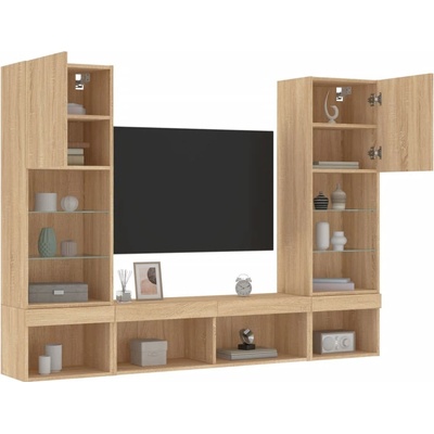 vidaXL 5dílná obývací stěna s LED dub sonoma kompozitní dřevo 3216692