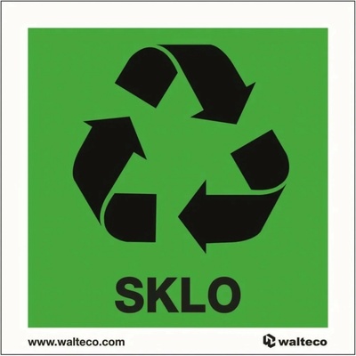 Walteco Značenie odpadu ""Recyklácia - sklo"" samolepiace, 92 x 92 mm