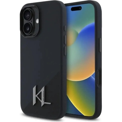 KARL LAGERFELD Калъф Karl Lagerfeld Silicone Shadow Metal Initial MagSafe iPhone 16 - черен (3666339317928)