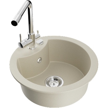 Mexen Diego 1-камерна гранитна мивка с кухненски смесител Duero, бежов - 6512-69-671600-00 (6512-69-671600-00)