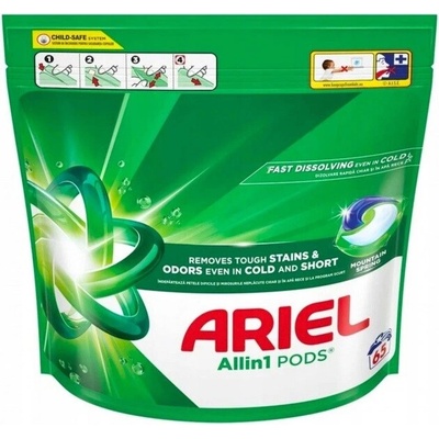 Ariel All in1 Stains & Odors gélové kapsule do prania Mountain Spring 65 PD