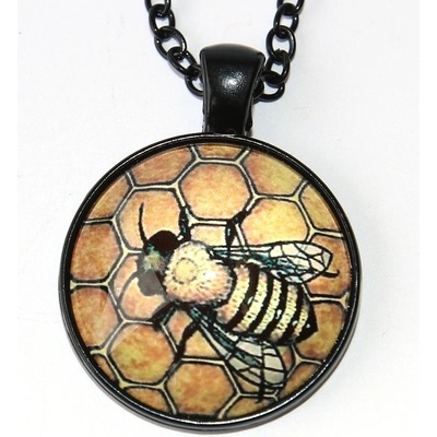 Fashion Jewerly Řetízek amulet včelí královna, včela na plástvi, medová kráska, love bees and honey 3179