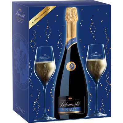 Bohemia Sekt Prestige Brut 0,75 l + 2 sklenice – Hledejceny.cz