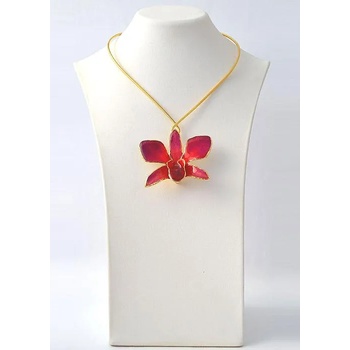 Image 1 of Dannyra Позлатено колие с естествена орхидея в цикламен цвят Dannyra Jewels