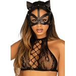 Leg Avenue Vegan Leather Studded Catmask Black