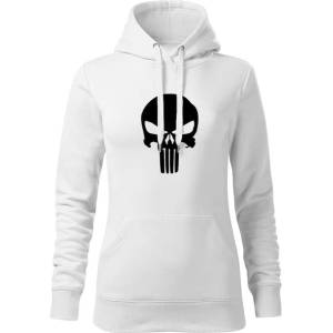 DRAGOWA дамски суитшърт с качулка, Punisher, бял, 320г/м2 (5940)
